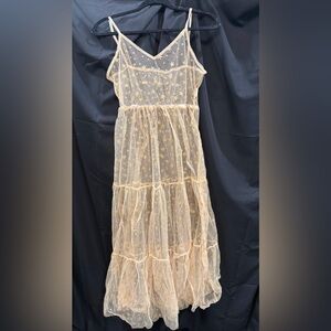 SHEER GLITTER STAR TAN DRESS S